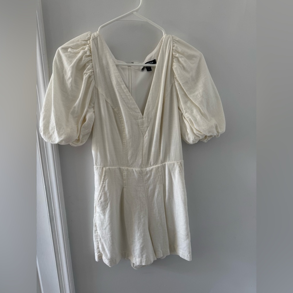 Express Cream V-Neck Dress